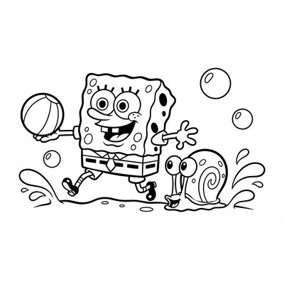 Svampbob i lek med Gary snigel