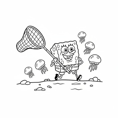 Svampbob som fångar maneter