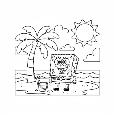 Svampbob på stranden