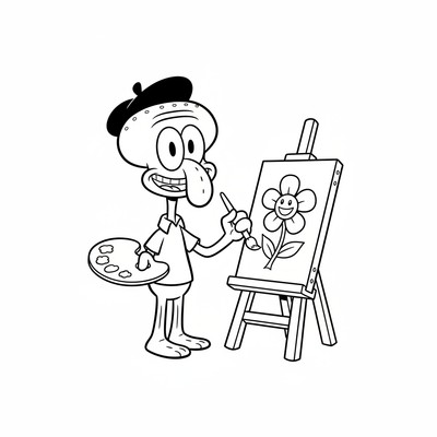 Squidward som målar tavla