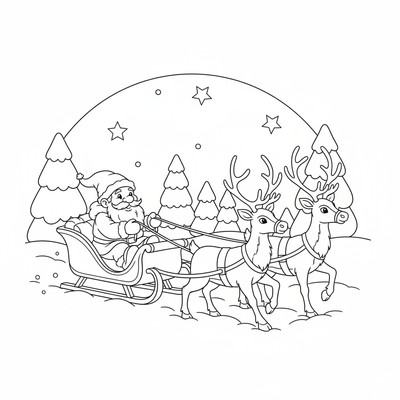 Tomte som åker släde med renar