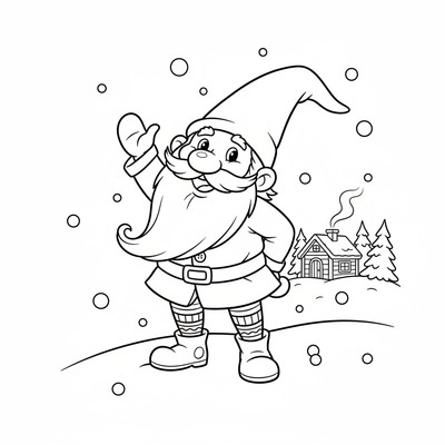 Tomte som vinkar med luva på sned