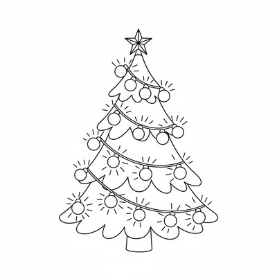 Julgran med ljusslingor som lyser