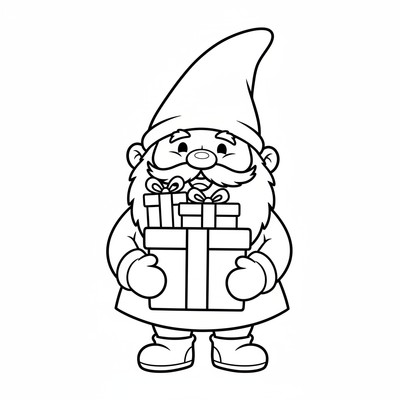 Tomte med paket i händerna