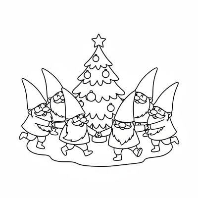 Tomte som dansar runt granen