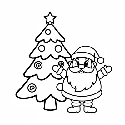 Julgran med tomte bredvid