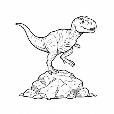 T-rex som balanserar på en sten