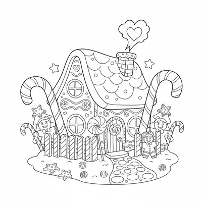 Pepparkakshus med polkagrisar