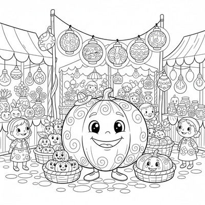 Pumpa på marknad med lampor