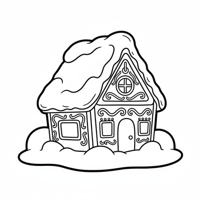 Pepparkakshus med isglasyr och snö