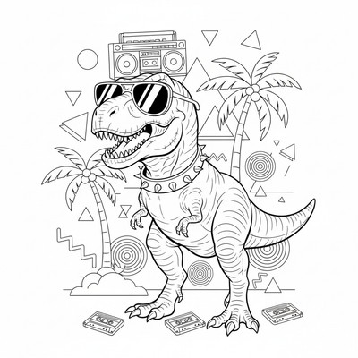 T-rex med solglasögon (80-tals vibe)