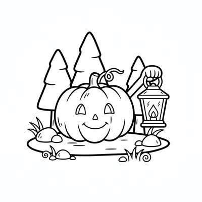 Pumpa i skogen med lykta