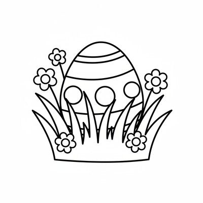 Påskägg i gräset med blommor