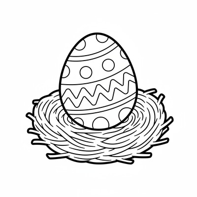 Påskägg i bo med halm