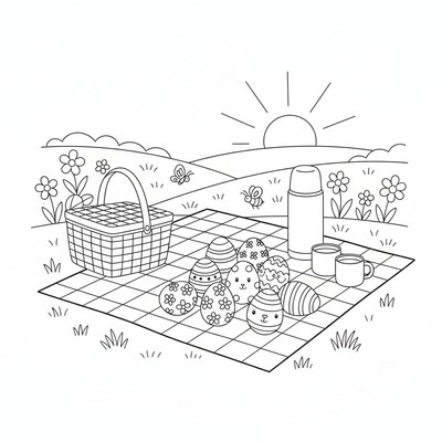 Påskägg på picknickfilt