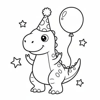 T-rex med partyhatt