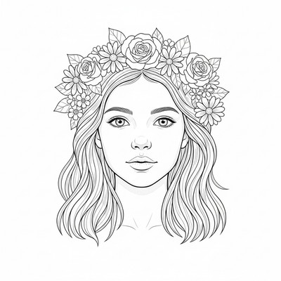 Blomsterkrans på huvud