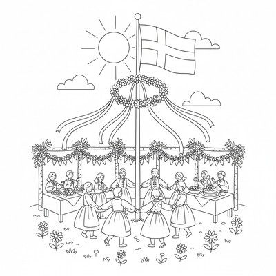 Svensk flagga vid midsommarfest