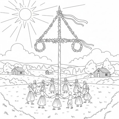 Midsommarstång på äng