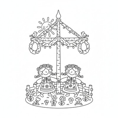 Midsommarstång med björkris