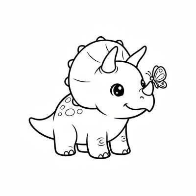 Triceratops med en fjäril på nosen