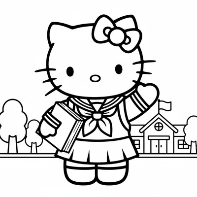 Hello Kitty i skoluniform