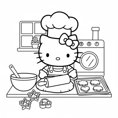 Hello Kitty som bakar kakor