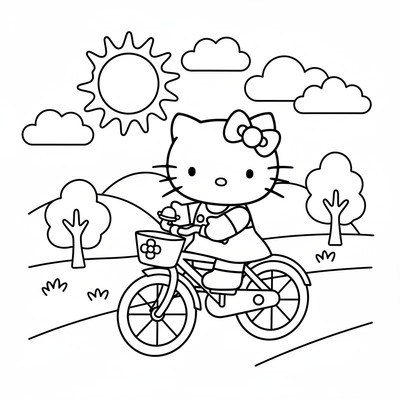 Hello Kitty på cykel