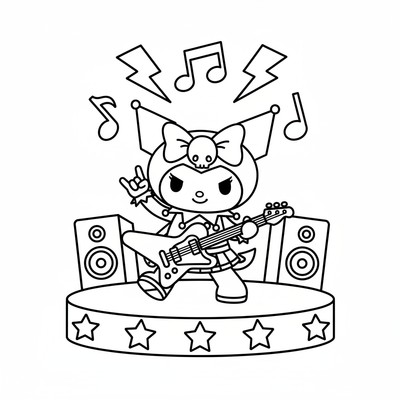 Kuromi på scen som rockstjärna