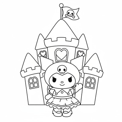 Kuromi framför slott