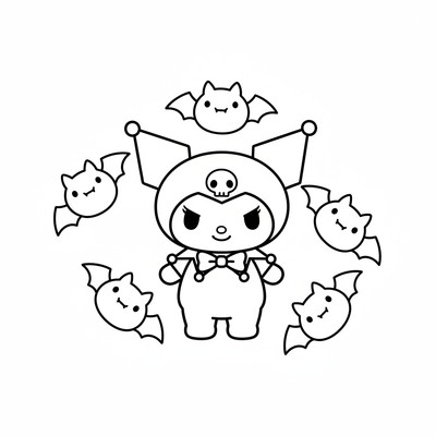 Kuromi med fladdermöss runtom