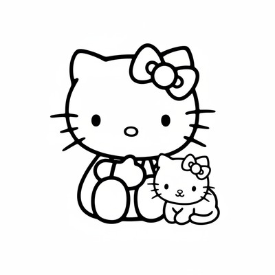 Hello Kitty med kattunge