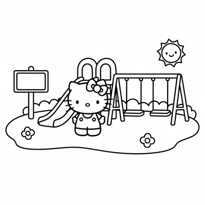 Hello Kitty på lekplatsen