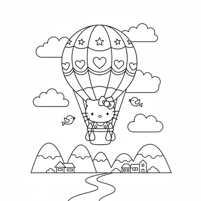 Hello Kitty som flyger ballong