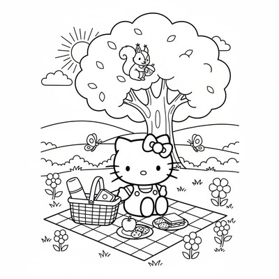 Hello Kitty på picknick i parken