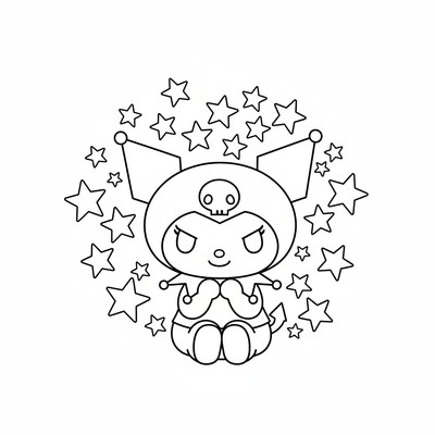 Kuromi med stjärnor runt huvudet