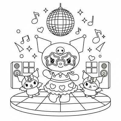 Kuromi i disco-miljö