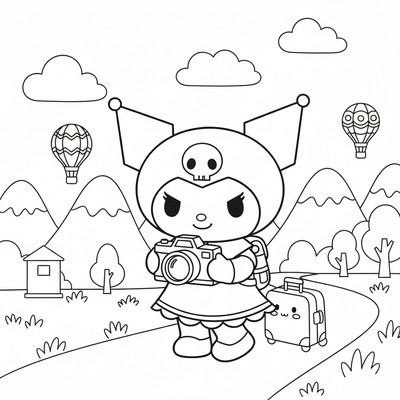 Kuromi med kamera på resa