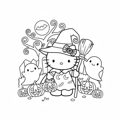 Hello Kitty i halloween-dräkt