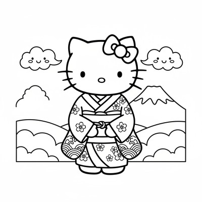 Hello Kitty i klassisk japansk kimono