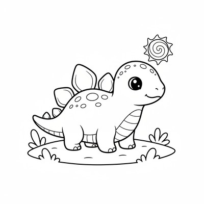 Chibi-stegosaurus med runda plattor