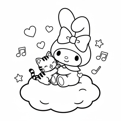 My Melody med kattunge