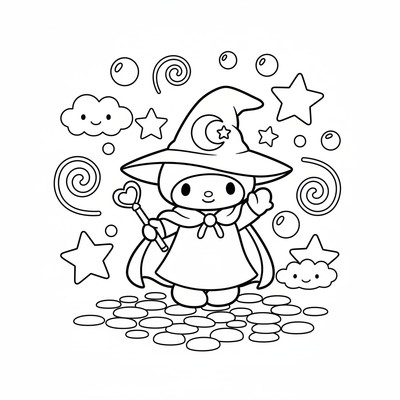 My Melody i trollkarlskläder