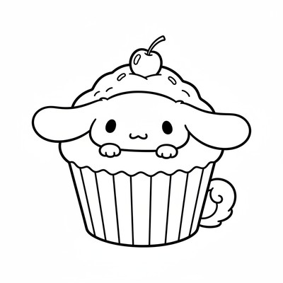 Cinnamoroll som fastnat i en jättestor muffins.