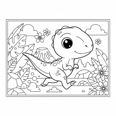 Chibi-velociraptor som springer