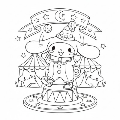 Cinnamoroll på cirkus som jonglör