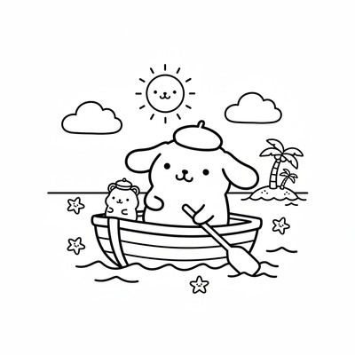 Pompompurin på båtutflykt