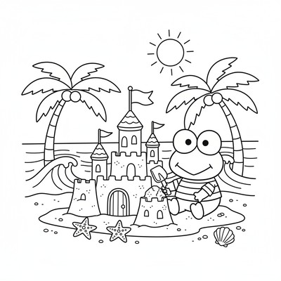 Keroppi som bygger sandslott