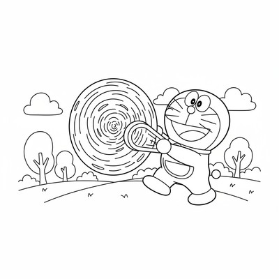 Doraemon som drar fram en portalgadget