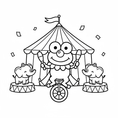 Keroppi på cirkus med clownnäsa